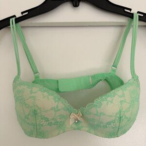 Victoria's Secret lace balconette push-up bra in mint green